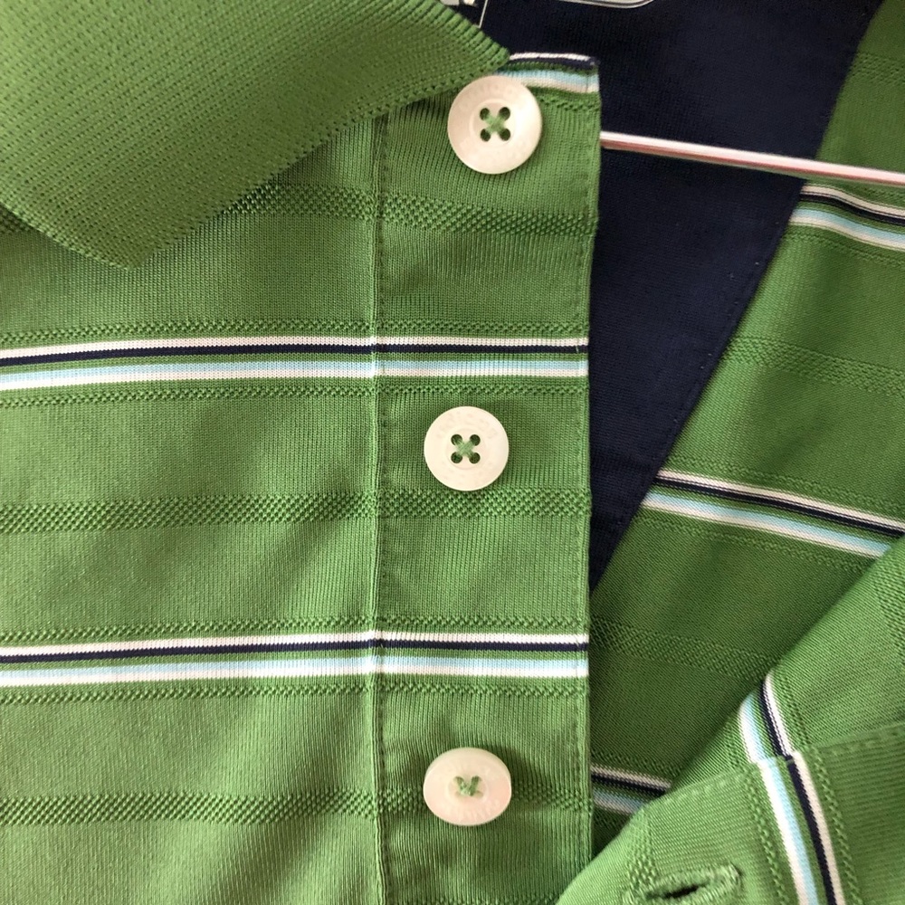 ADIDAS GOLF SHIRT Sz XL Climalite stripes green - Picture 4 of 8